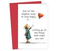 Unique Encouragement Cards for Women, Motivational Cards for Friends, The Simplest Way To Stay Happy Is To Let Go Of The Things That Make You Sad