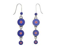 Unique ethnic designer long drop dangle earrings for women blue earrings lapis lazuli gemstone chip inlay Tibetan tribal boho earrings by artisans