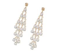 Unique Exotic Tassel Earrings Colored Gemstone Chandelier Bra Briar Ring Elegant Women Party Accessory Colorful Gem Jewelry, フリーサイズ