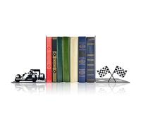 Unique Formula 1 Bookends - Boys' Race Car Room Decor - Racing Gifts & F1 Merchandise - Decorative Bookends for Shelves - Modern Book Stopper to Hold Books