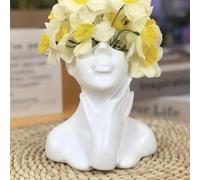 Unique Face Resin Vase, Female Form Body Face Art Vase, Modern Small Flower Planter, Creative Makeup brush storage, Decorative Head Vases for Home Office Bookshelf Table Shelf Vases