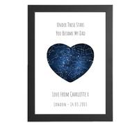 Unique Father's Day Gift, Custom Star Chart Map Print, Under These Stars You Became My Dad, Personalised from Daughter from Son, Ideal for Birthday Presents and Christmas Presents - Framed/Unframed