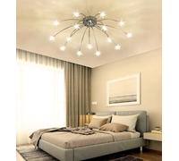 Unique Fireworks Ceiling Light - Starry Sky Chandelier with Gold Chrome-Plated Glass Shade - Modern Hanging Fixture for Living Room Bedroom Dining Room & Kids' Rooms (Warm Light)