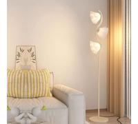 Unique Flower Pattern Acrylic Lampshade Floor Lamp - Polished Metal Vertical Decorative Standing Light for Living Room and Bedroom