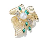 Unique Flower Pearl Brooch Pin for Women Rhinestone Lapel Pin Fashionable Chaming Dress Scarves Shawl Clip Clothes Bags Decoration Jewelry