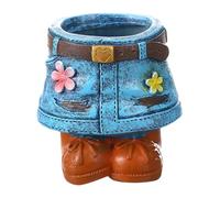 Unique Flower Pots: Resin Plant Pots Sculpture, Decoration Overflow Design | Original Flower Maps in a Jeans Skirt.