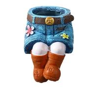 Unique Flower Pots: Resin Plant Pots Sculpture, Decoration Overflow Design | Original Flower Maps in a Jeans Skirt.