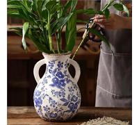 Unique Flower Vase Decorative Ceramic Pitcher Vases Retro Rustic Blue and White Pitchers Distressed Aesthetic Room Decor(D2)