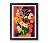 Unique Flowers Abstract No.1 Framed Print | A2 Black Framed Wall Art | Ready to Hang | Abstract Floral Picture | Living Room Bedroom Lounge Office
