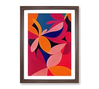 Unique Flowers Abstract No.6 Framed Print for Living Room Bedroom Home Office Décor, Wall Art Picture Ready to Hang, Walnut A4 Frame (34 x 25 cm)