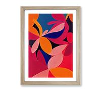 Unique Flowers Abstract No.6 Framed Print for Living Room Bedroom Home Office Décor, Wall Art Picture Ready to Hang, Oak A4 Frame (34 x 25 cm)
