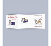 Unique Folding Husband Anniversary Card with Silver Foil and Silver Envelope