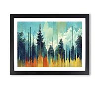 Unique Forest Abstract Framed Print | A2 Black Framed Wall Art | Ready to Hang | Abstract Landscape Picture | Living Room Bedroom Lounge Office