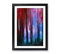Unique Forest No.6 Abstract Framed Print | A3 Black Framed Wall Art | Ready to Hang | Abstract Landscape Picture | Living Room Bedroom Lounge Office