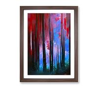 Unique Forest No.6 Abstract Framed Print for Living Room Bedroom Home Office Décor, Wall Art Picture Ready to Hang, Walnut A2 Frame (64 x 46 cm)