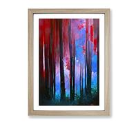 Unique Forest No.6 Abstract Framed Print for Living Room Bedroom Home Office Décor, Wall Art Picture Ready to Hang, Oak A2 Frame (64 x 46 cm)