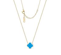 Unique Four Leaf Clover Necklace for Women Girl White Black Blue Red Lucky Clover Pendant,18K Gold Plated Jewelry Christmas Valentine's Day Gifts (Blue-Gold)