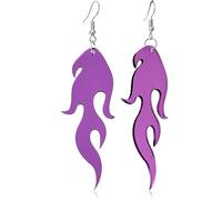 Unique Funny Exaggerated Acrylic Frame Geometric Drop Dangle Earrings Punk Sparkling Gold Silver Red Fire Element Circle Earrings for Women Girls Statement Cosplay Halloween Jewelry Gift, Acrylic