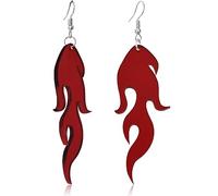 Unique Funny Exaggerated Geometric Flame Earrings Punk Earrings Gold Sparkling Silver Red Fire Element Circle Earrings for Women Girls Statement Cosplay Jewelry Gifts, Acrylic