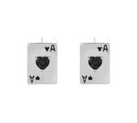 Unique Funny Playing Card Earrings Red Heart Queen Poker Earrings for Women Hypoallergenic Poker Hearts And Spades A Ace Stud Earrings Jewelry Gift, Middle, Metal, No Gemstone