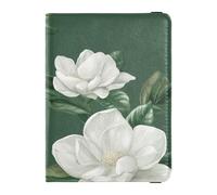 Unique Gardenia Flower Green and White Leather decorative travel wallet womens passport holder Vaccine Case Protector Cover Badge ID Vaccine Card Holder Wallet Lightweight, Unique Gardenia flower