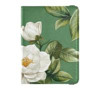 Unique Gardenia Flower Green and White Leather decorative waterproof passport holder Travel Documents Organizer Protector Document Organizer Holder Accessories Ultra Slim, Unique Gardenia flower Green