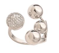 Unique Geometric Ball Shape Zircon Rings Silver Gold Color Polished Copper Jewelry Sturdy Lightweight Her Contemporary Women's Minimalist, as described, as described