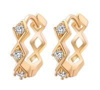 Unique Geometric Zirconia Ear Rings: Golden Minimalist Style, gifts for Festivals