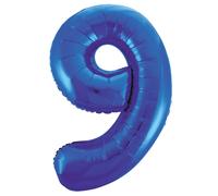 Blue Number 9 Shaped Large Foil Balloon (86cm) 1 Piece - Perfect for Birthday Parties and Special Events