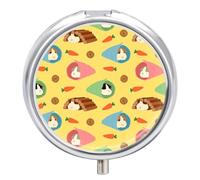 Unique Gift Lovely Sleeping Hamster Pill Box 3 Grids with Mirror Portable Round Moisture Metal Distributor Storage Box
