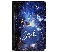Unique Gifts House Ltd Galaxy Space Patterns Passport Cover/Holder Personalised Luggage Tag Blue Galaxy (Passport Only)