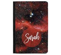 Unique Gifts House Ltd Galaxy Space Patterns Passport Cover/Holder Personalised Luggage Tag Red Galaxy (Passport Only)