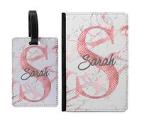 Unique Gifts House Ltd Personalised Luggage Tags Marble Pattern | Personalised Passport Cover Any Name Printed, Design 4, Both Pass & Tag