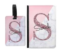 Unique Gifts House Ltd Personalised Marble Passport Holder | Personalised Suitcase Luggage Tags Any Name Printed, Design 6, Both Pass & Tag