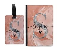 Unique Gifts House Ltd Personalised Passport Cover | Travel Wallet Case | Custom Luggage Tags, Design 6, Both Pass & Tag