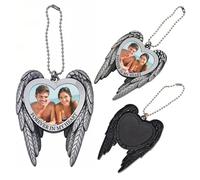 Unique Gifts House Ltd Personalised Photo Angel Wings Forever In My Heart Car Charm