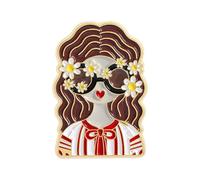 Unique Girl Head Brooch Collected Enameled Pin Lapel Badge Metal Craftsmanship Accessory for Daily Wear Unique History Enthusiasts