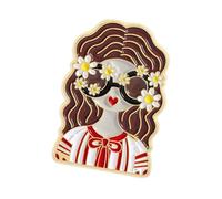 Unique Girl Head Brooch Collected Enameled Pin Lapel Badge Metal Craftsmanship Accessory for Daily Wear Unique History Enthusiasts