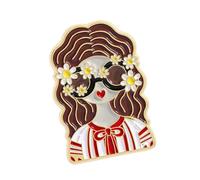 Unique Girl Head Brooch Collected Enameled Pin Lapel Badge Metal Craftsmanship Accessory for Daily Wear Unique History Enthusiasts