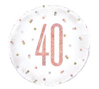 Dazzling Rose Gold 40th Birthday Glitz Round Foil Balloon (45cm) - Perfect for Birthday, Annivesaries & Memorable Celebrations - 1 Pc