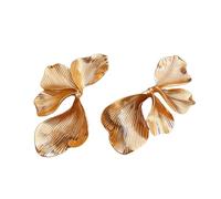 Unique Gold Color Flower Earrings with Leaves Accent Versatile Jewelry Pieces for Various Occasions Party Wear Gold Earrings
