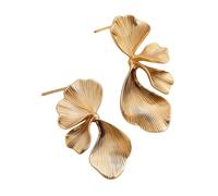 Unique Gold Color Flower Earrings with Leaves Accent Versatile Jewelry Pieces for Various Occasions Party Wear Gold Earrings