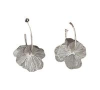 Unique Gold/Silver Flower Earrings Fashionable Statement Jewelry For Women Elegant Oversized Floral Ear Accessories Eye Catching Golden Ear Pendants