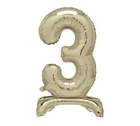 Unique Gold Standing Number 3 Foil Balloon 30", Packaged