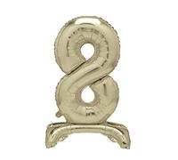 Unique Gold Standing Number 8 Foil Balloon 30", Packaged