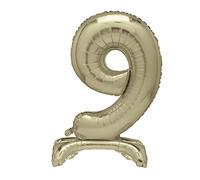 Unique Gold Standing Number 9 Foil Balloon 30", Packaged
