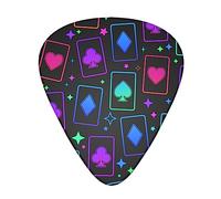 Unique Guitar pick Thin, Medium, Heavy & Extra Heavy Presented Fashion Guitar Picks for Acoustic and Electric Guitar (trippy neon magic playing card)