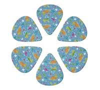 Unique Guitar Picks 6 Pack Atlas Map Of World Blue, Thin, Medium, Heavy For Electric Guitar, Acoustic Guitar, Bass & Ukulele