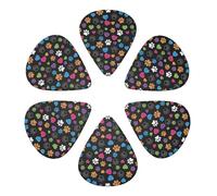 Unique Guitar Picks 6 Pack Paw Prints And Hearts On Black, Thin, Medium, Heavy For Electric Guitar, Acoustic Guitar, Bass & Ukulele
