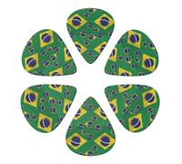 Unique Guitar Picks 6 Pack Vintage Brazil Paper Flag, Thin, Medium, Heavy For Electric Guitar, Acoustic Guitar, Bass & Ukulele
